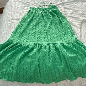 Bright green Zara babydoll maxi dress